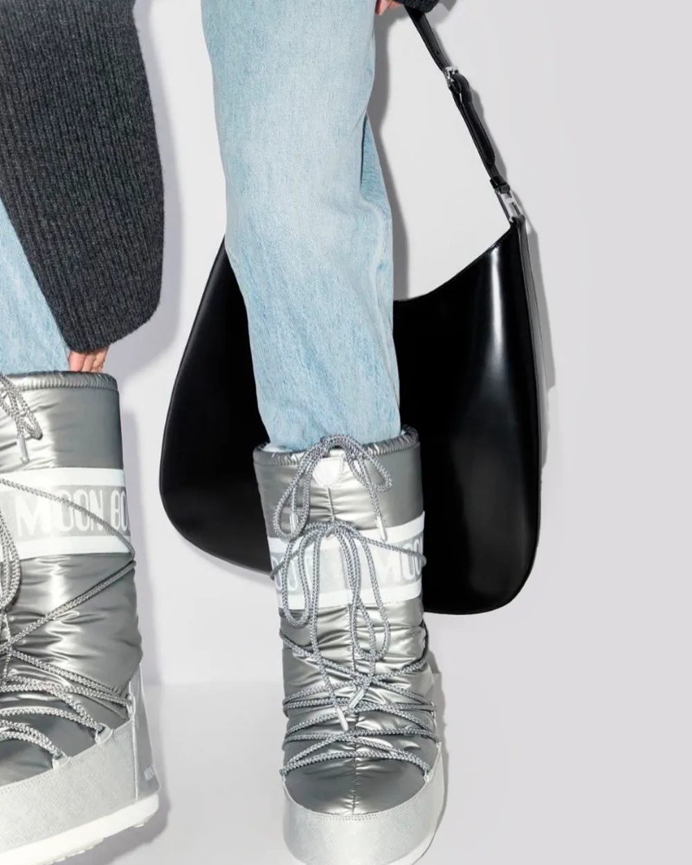 Bota Moon Boot Icon Nylon Silver