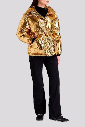 Jaqueta Perfect Moment Quilted Metallic Gold