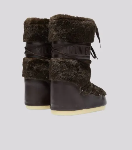 Bota moon boot icon brown faux fur 