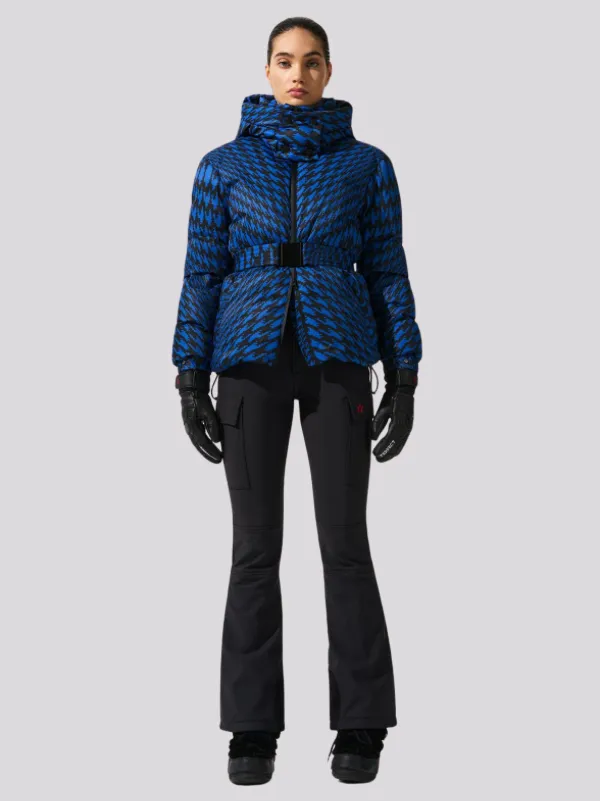Jaqueta Perfect Moment Candice Ski Parka Twisted Houdstooth Black true Indigo