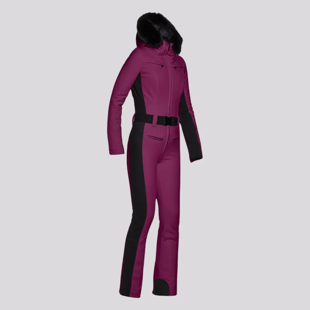 Macacão Goldbergh Parry Jumpsuit Faux Fur Grape 