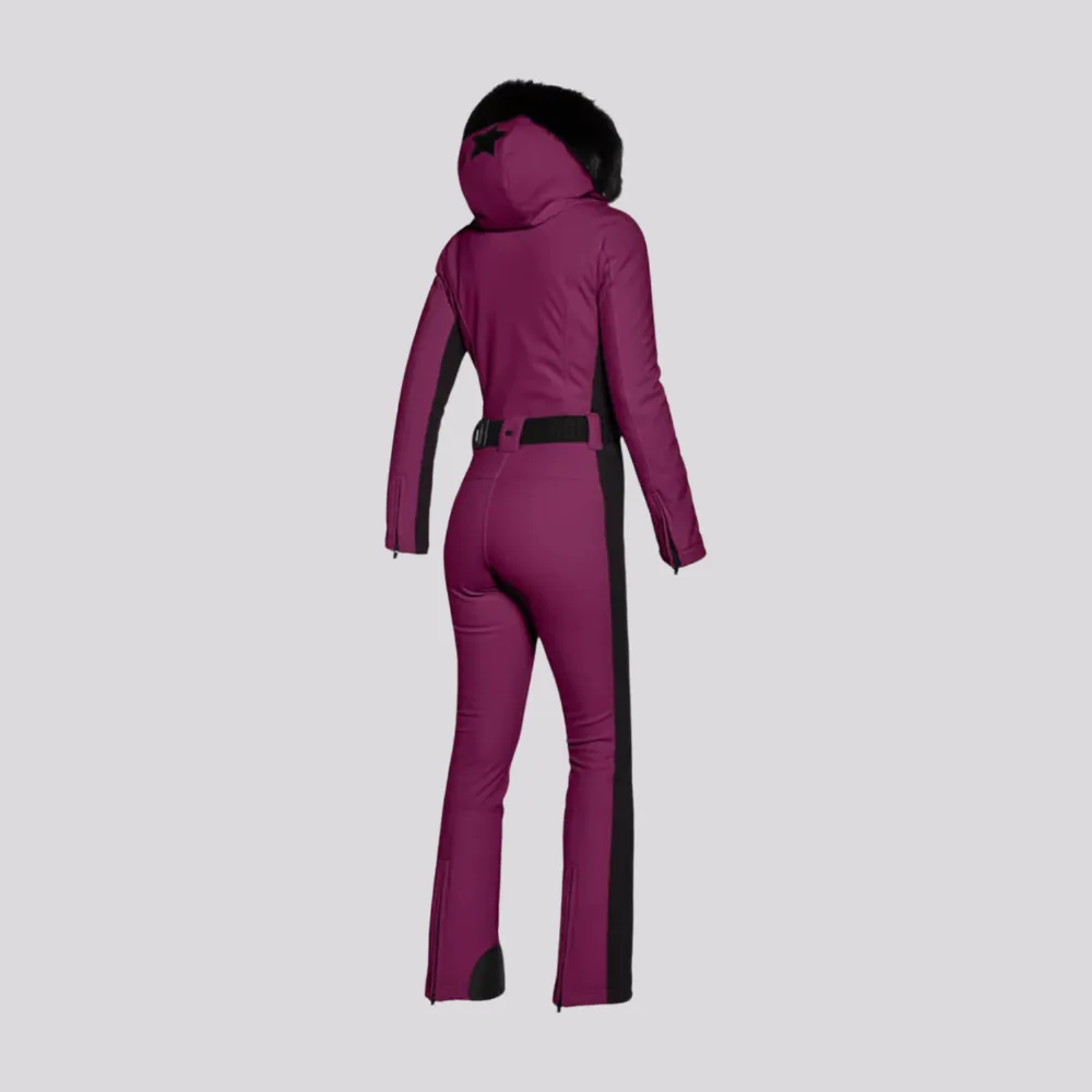Macacão Goldbergh Parry Jumpsuit Faux Fur Grape 
