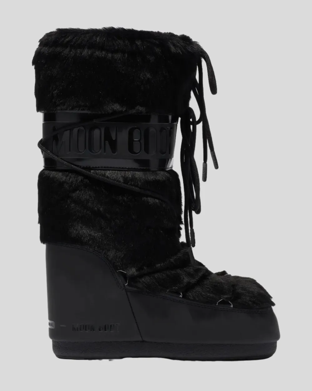 Bota moon boot icon black faux fur