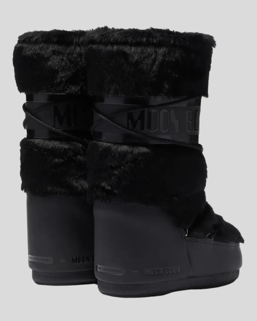 Bota moon boot icon black faux fur