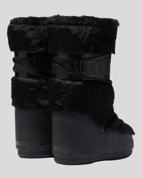 Bota moon boot icon black faux fur