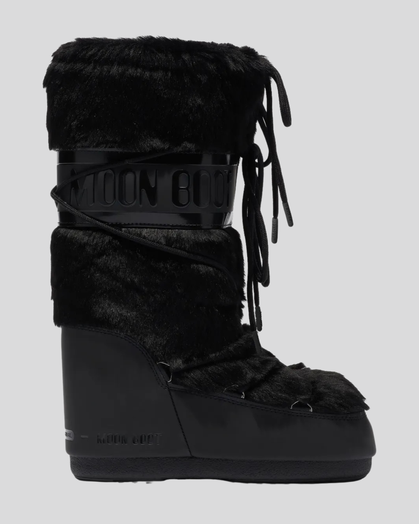 Bota moon boot icon black faux fur