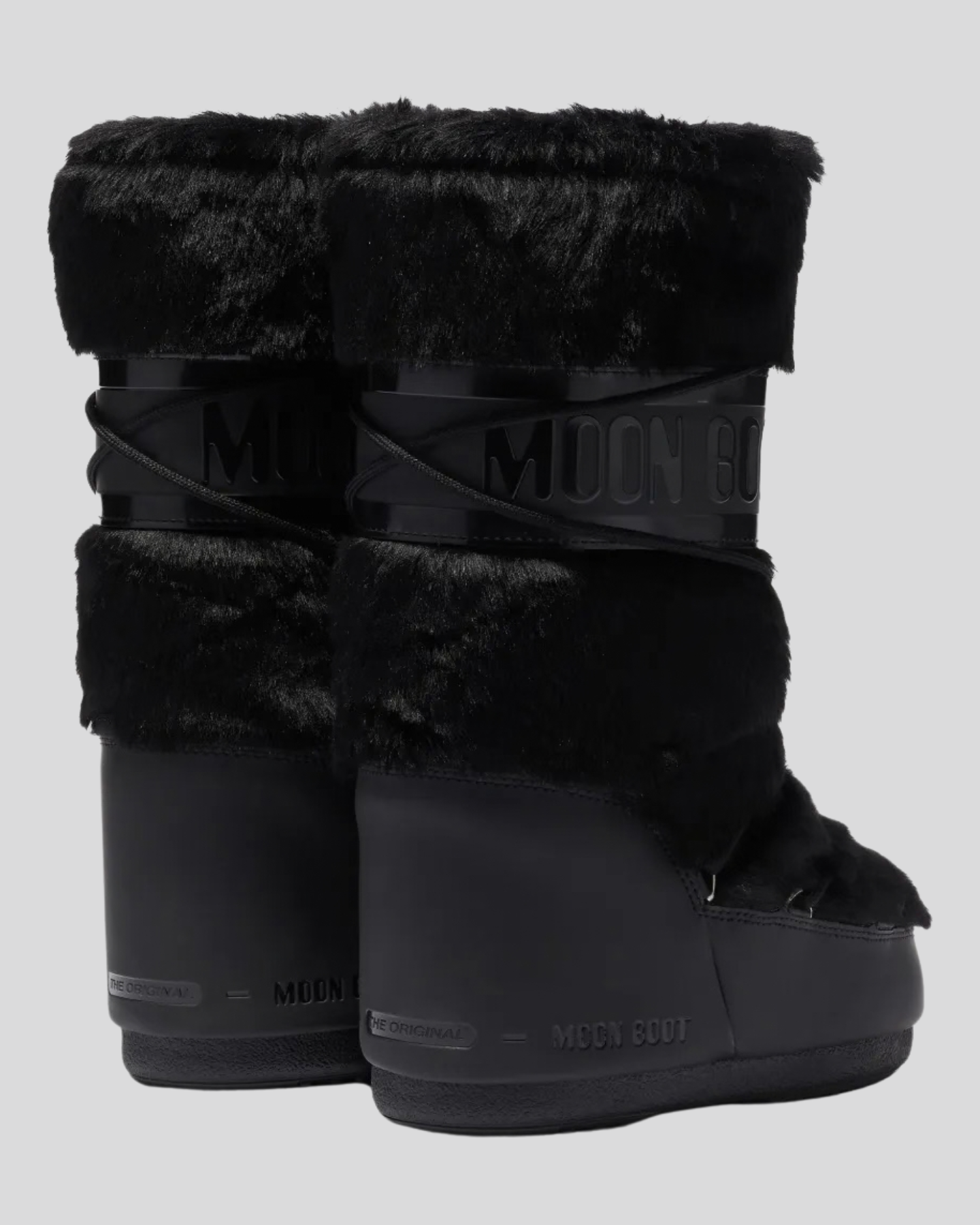 Bota moon boot icon black faux fur